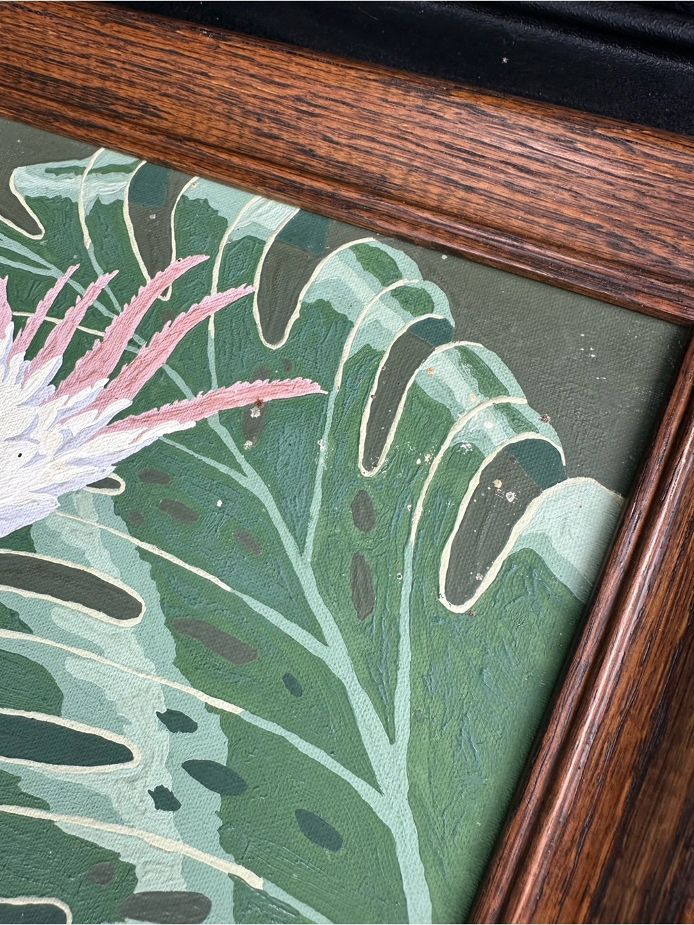 MCM retro  Cockatoo birds Botanical painting in Green White lavender pink - Picture 7 of 7